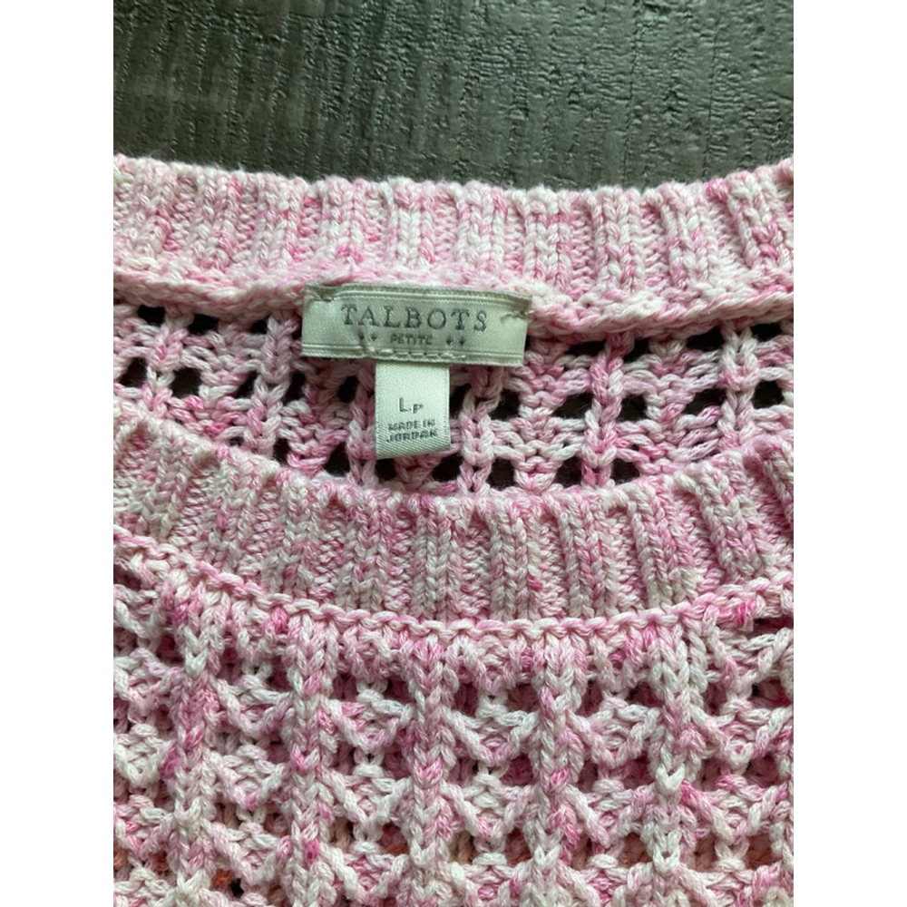 Talbots Petite Large Open Weave Stripe Cotton Swe… - image 3